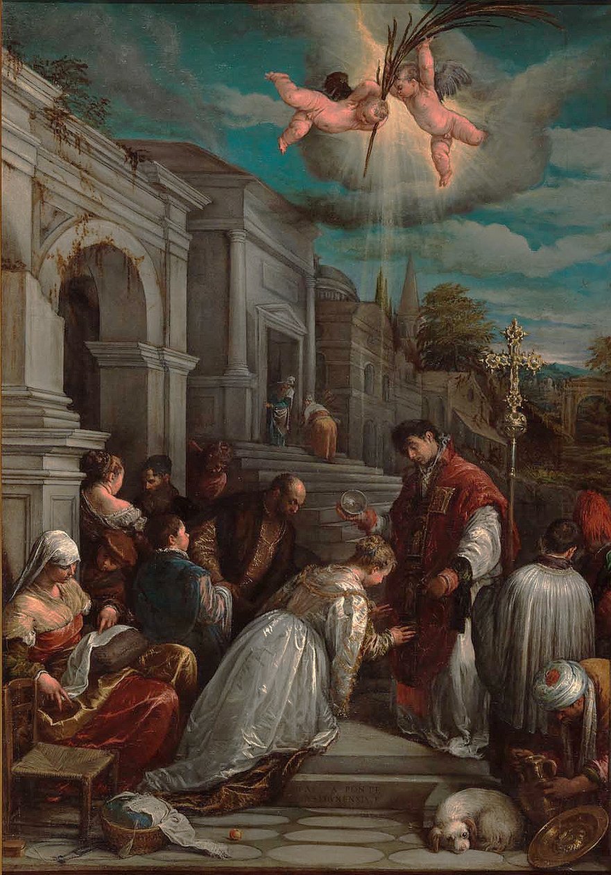 Szent Bálint megkereszteli Szent Lucillát, 1575 alkotó: Jacopo Bassano il vecchio