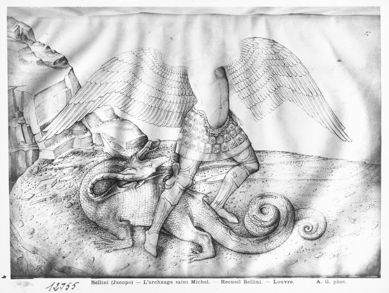 Szent Mihály arkangyal, 1450 körül (tinta pergamen) alkotó: Jacopo Bellini