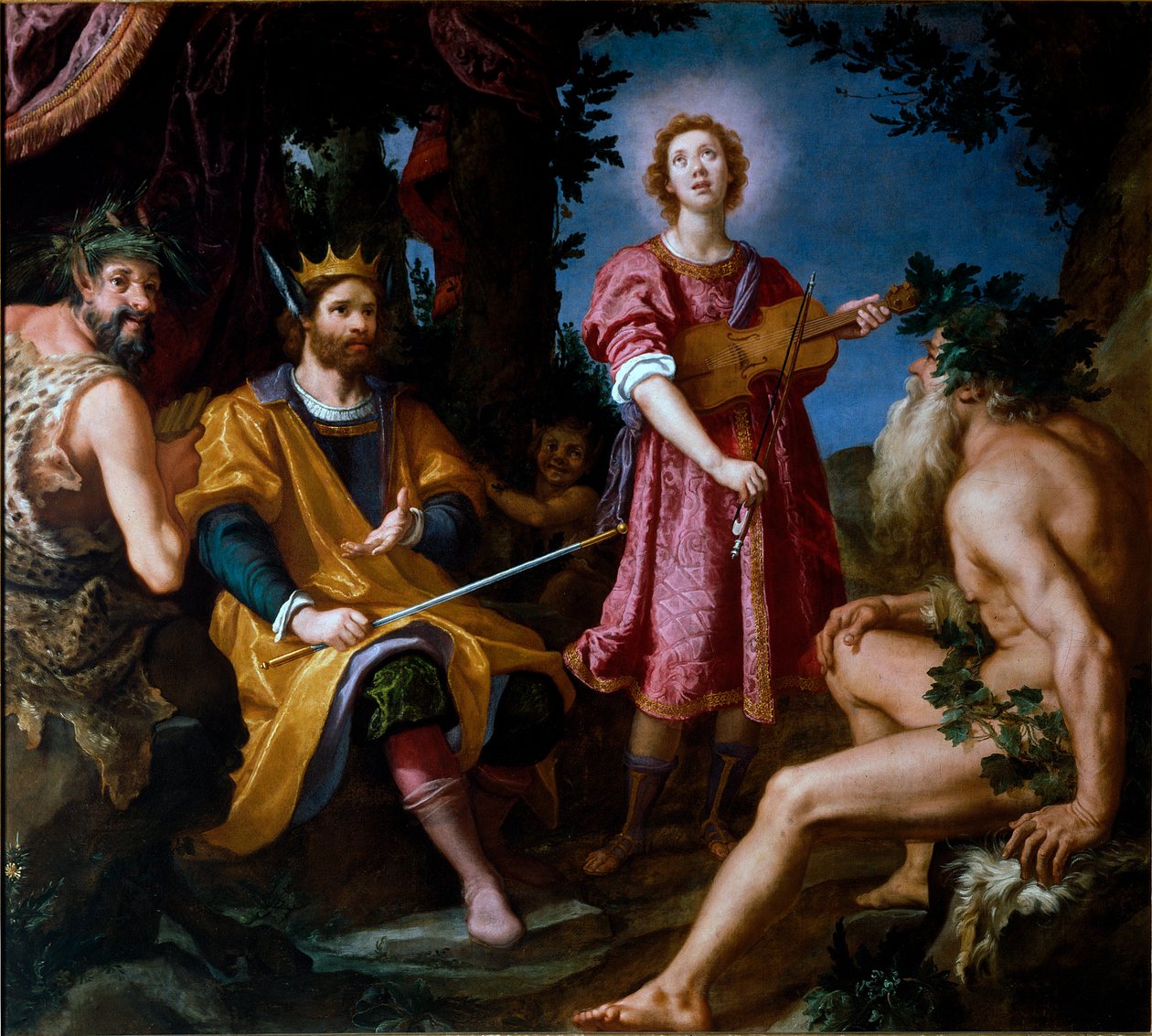 Midas ítélete, Marsyas szatír és Apollo között (Festmény alkotó: Jacopo Chimenti Empoli