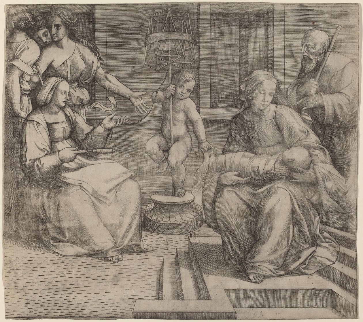Szent Család Szent Erzsébettel és Keresztelő Szent János csecsemőjével alkotó: Jacopo Francia