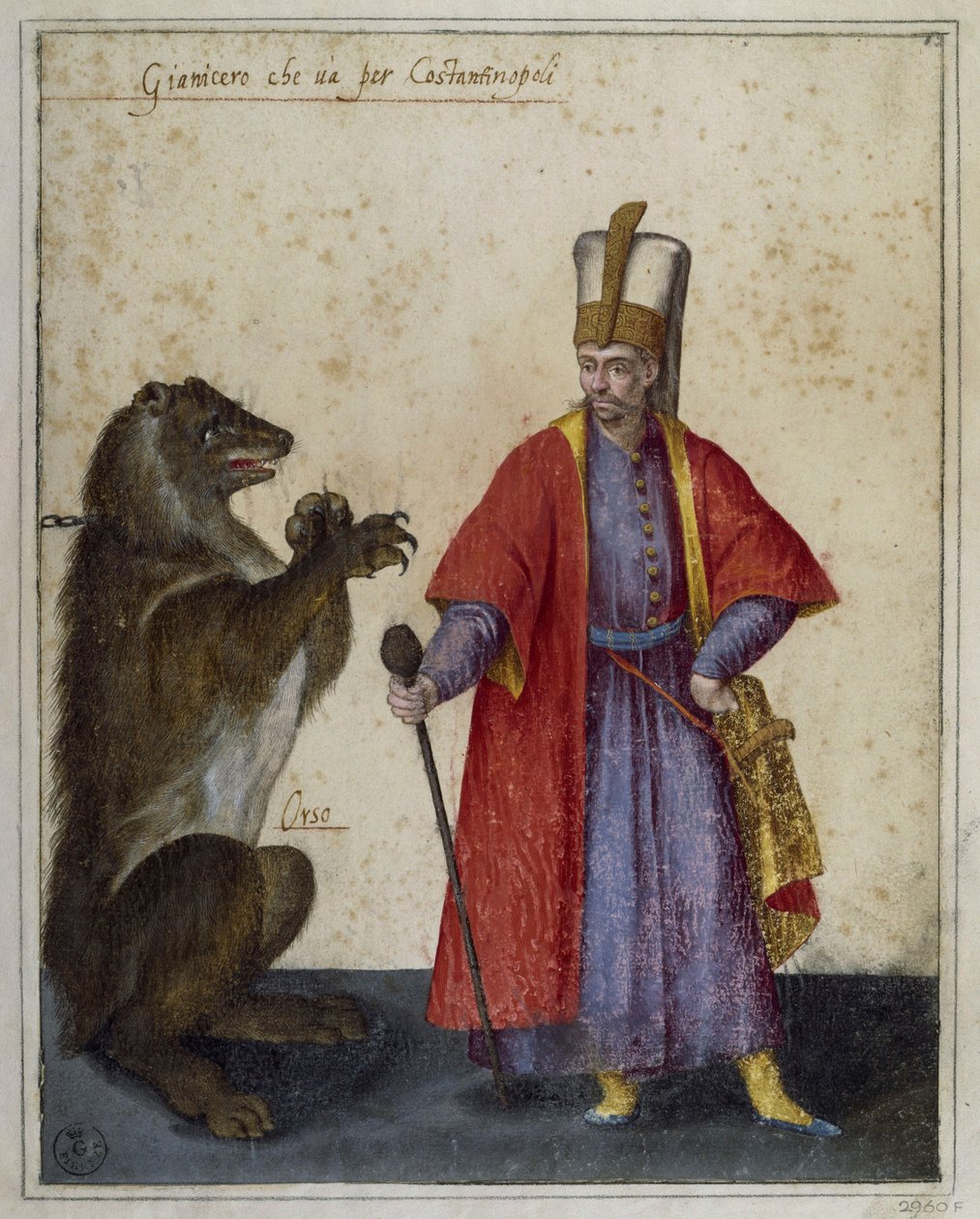 Janissery és medve, Jacopo Ligozzi (1547-1626) rajza alkotó: Jacopo Ligozzi