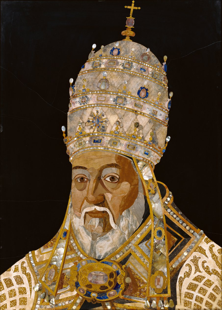 VIII. Kelemen pápa portréja, 1600-1 (pietra dura) alkotó: Jacopo Ligozzi