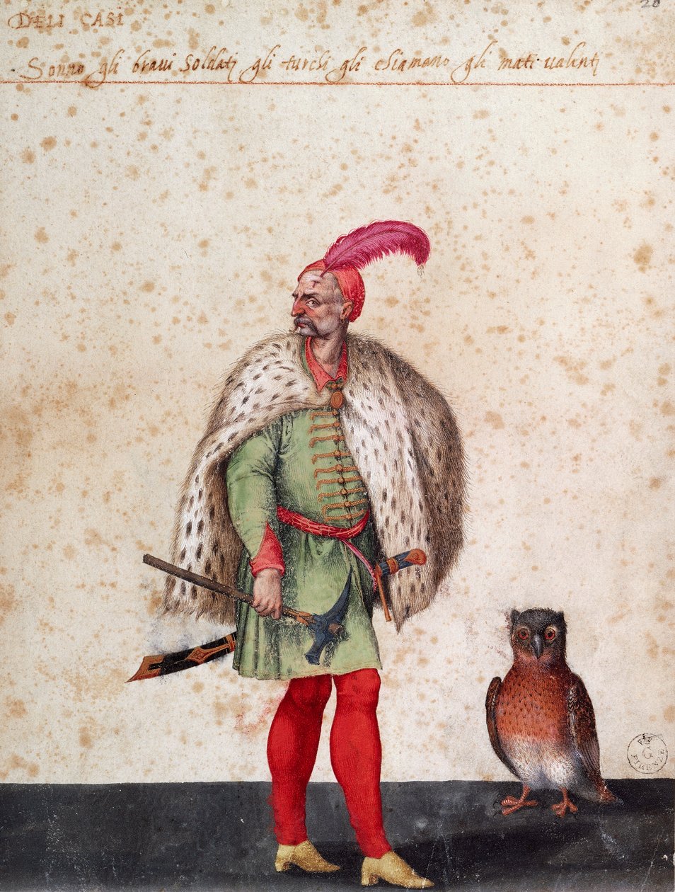 Török katona bagollyal, Jacopo Ligozzi rajza (1547-1627) alkotó: Jacopo Ligozzi