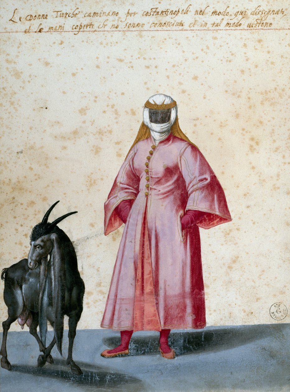 Török nő kecskével, Jacopo Ligozzi (1547-1627) rajza alkotó: Jacopo Ligozzi