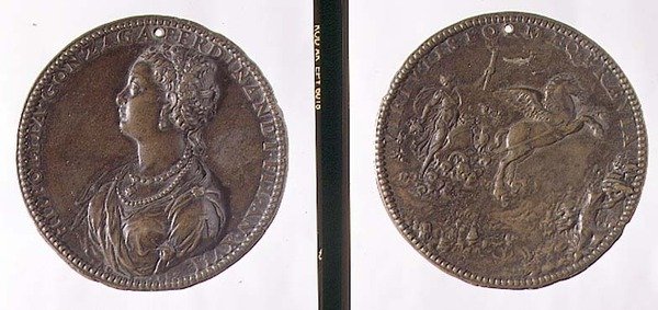 Portréérem, előlapján Hippolytus Gonzaga, hátlapján valószínűleg Juno a szekerén (bronz). alkotó: Jacopo Nizzola da Trezzo