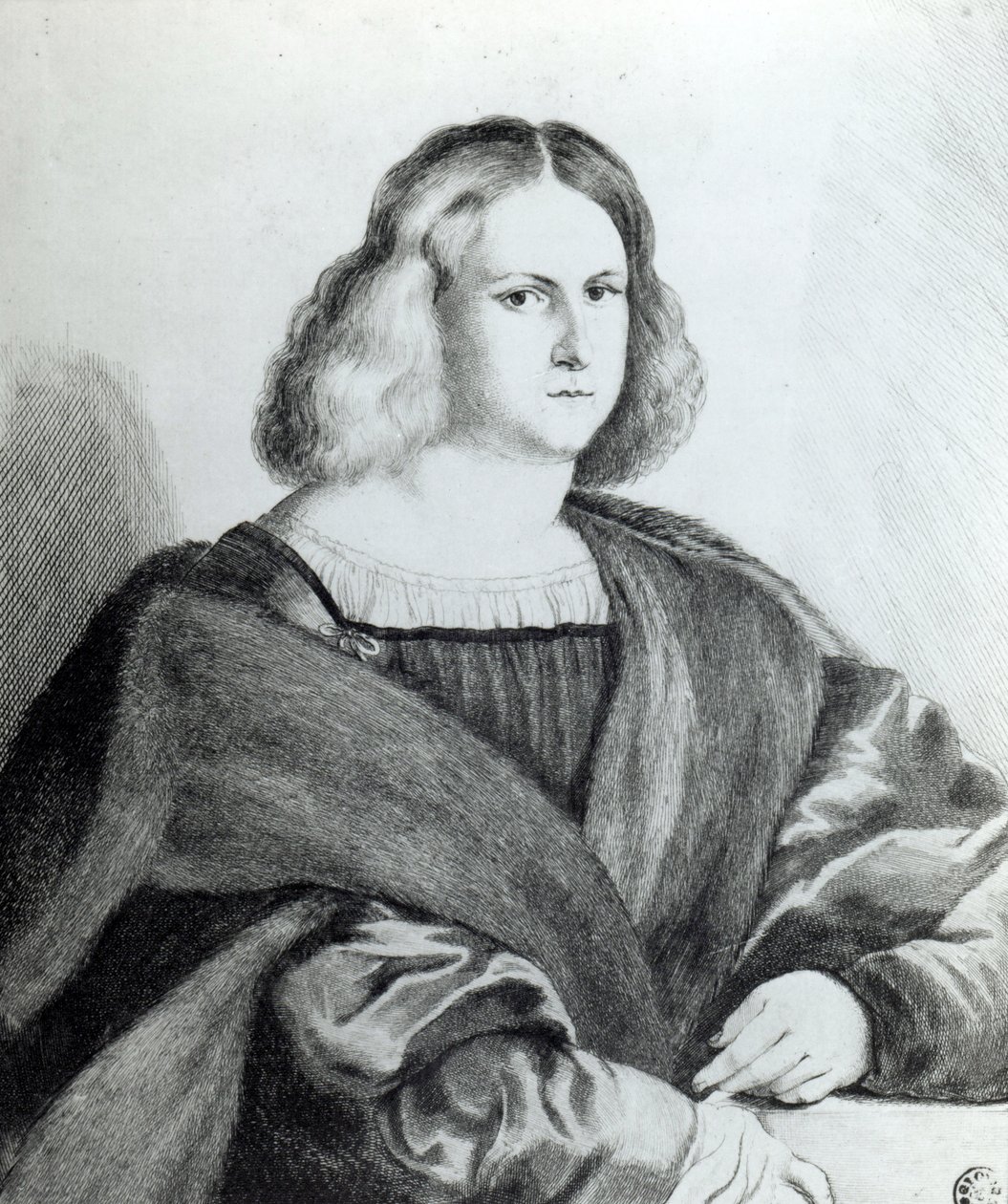 Fiatal férfi portréja, Hollar Vencel nyomata, 1650 alkotó: Jacopo Palma