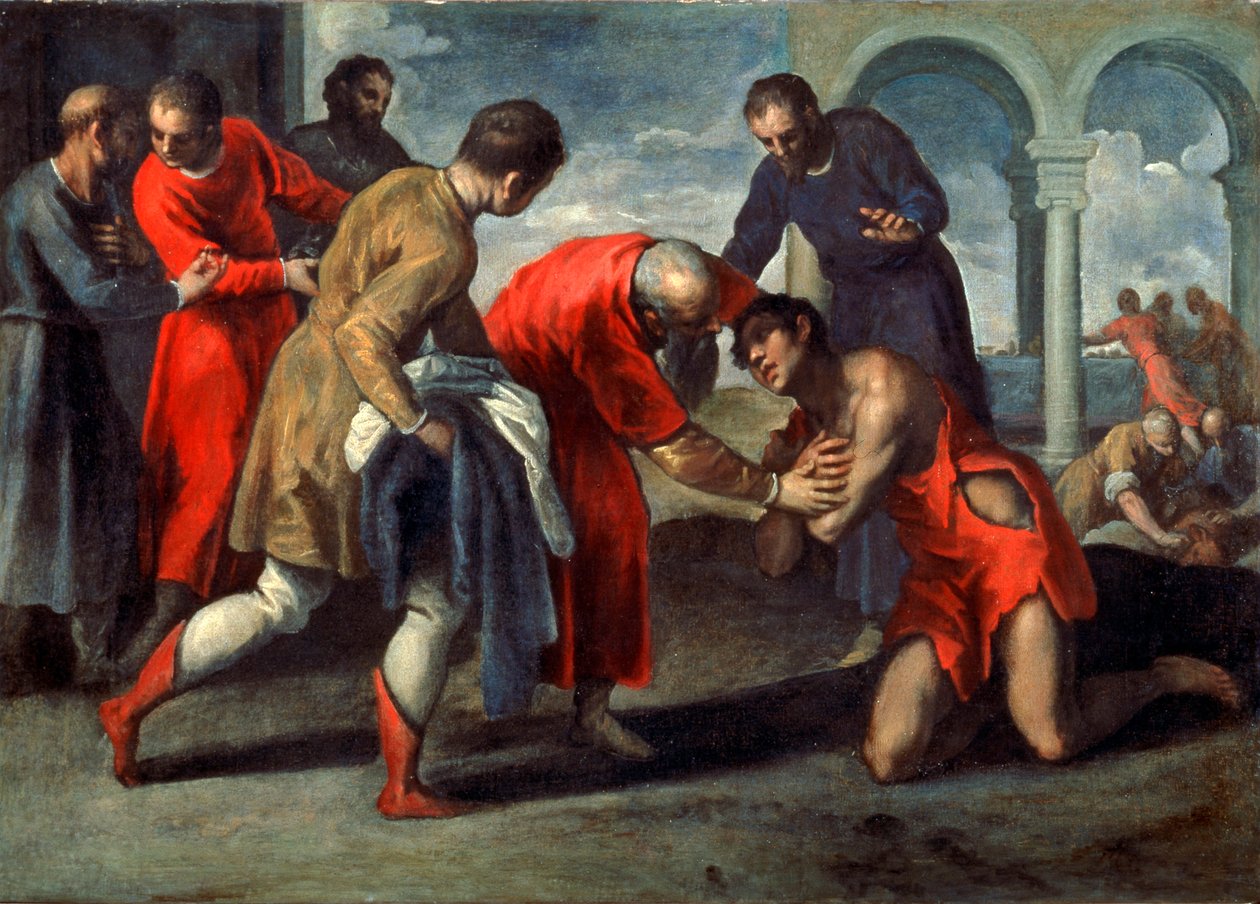 A tékozló fiú visszatérése 1600 után. alkotó: Jacopo Palma