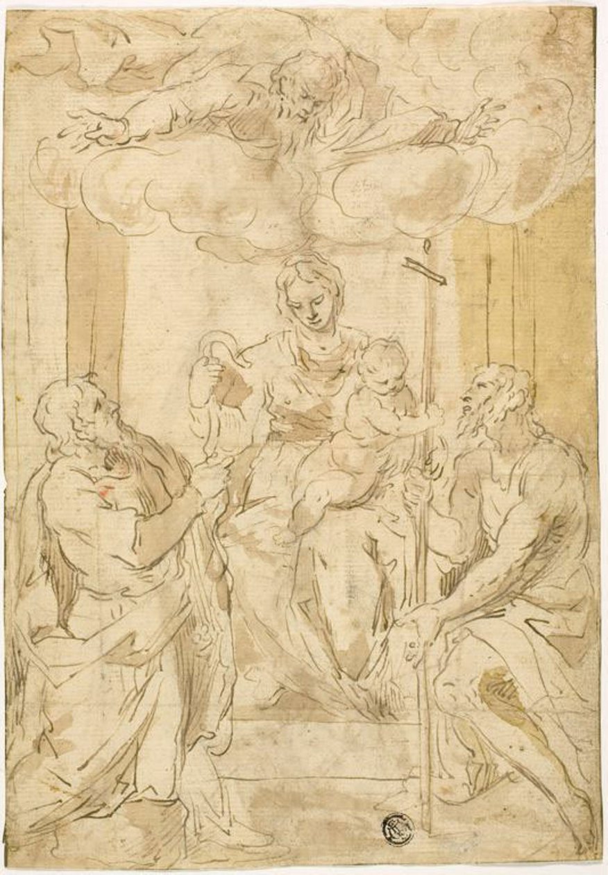 Szűz és gyermek Szent Tamás és Keresztelő Jánossal (recto); Alvó Vénusz (fordítva) alkotó: Jacopo Palma il Giovane