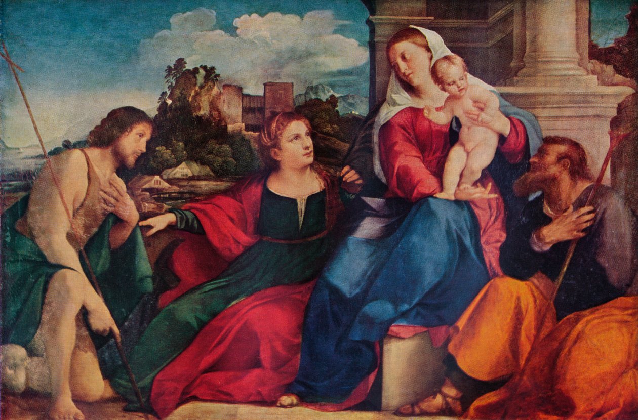 „Szent beszélgetés”, c1525 alkotó: Jacopo Palma il Vecchio