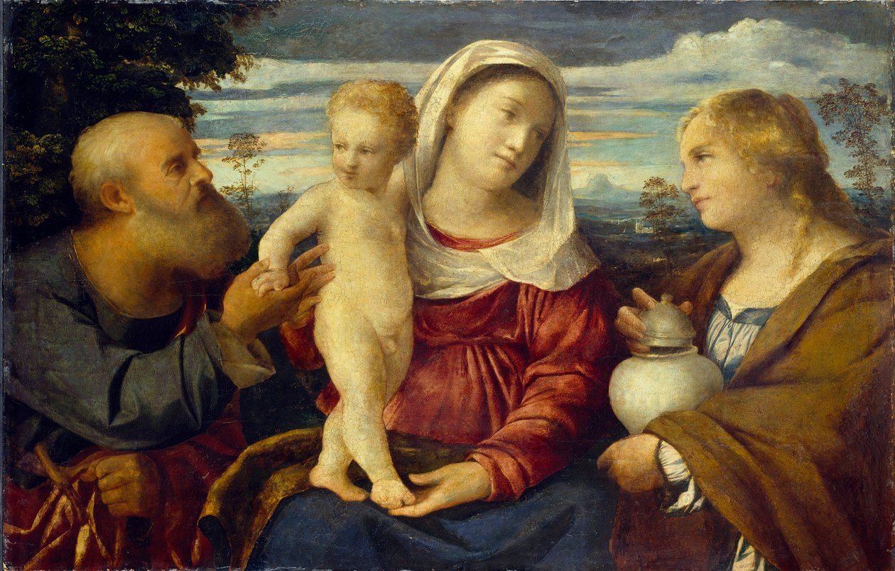 A Szent Család Szent Mária Magdolnával, c1513-1514. alkotó: Jacopo Palma il Vecchio