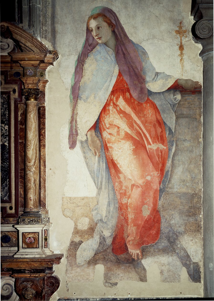 Angyali Üdvözlet. A szűz részlete - freskó alkotó: Jacopo Pontormo