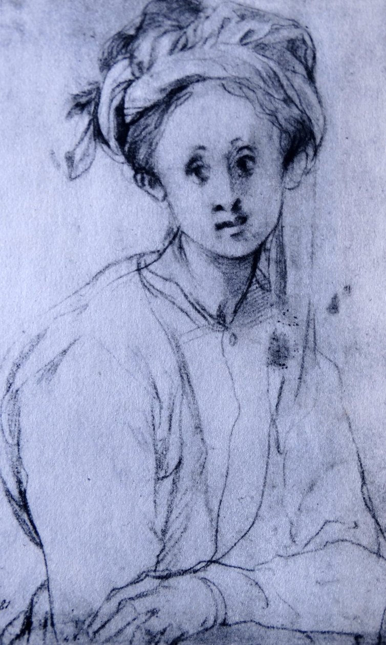 Pontormo "Egy fiatal lány tanulmánya" című krétarajza alkotó: Jacopo Pontormo