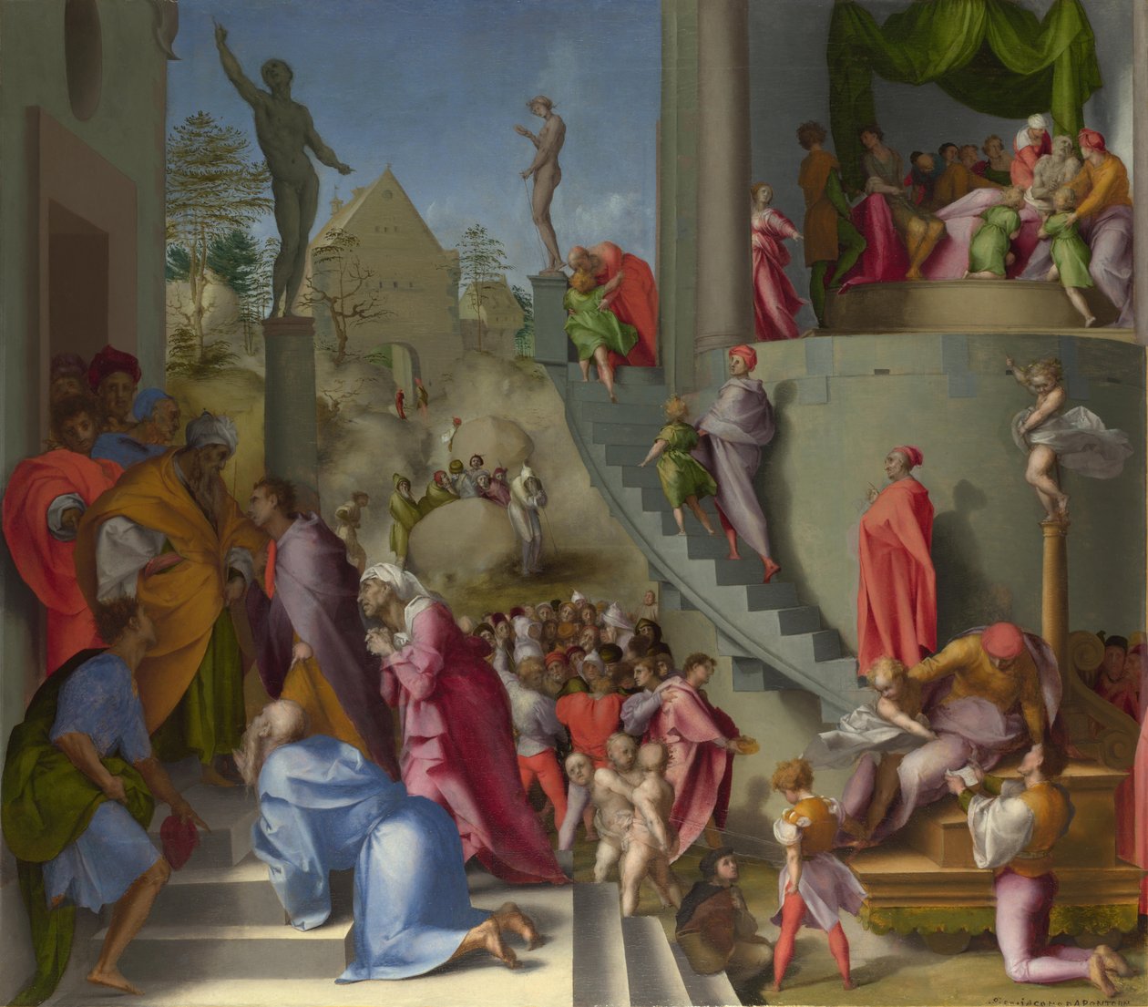 József Jákobbal Egyiptomban a József történetének jeleneteiből, 1515 körül alkotó: Jacopo Pontormo