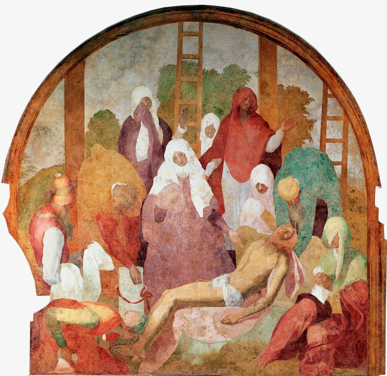 Krisztus passiója: "" a lerakódás "" Jacopo (Iacopo) Carrucci dit il Pontormo (Pontormo) freskója (1494-1556) 1523-1525 V. 300x290 cm Firenze, Certosa del Galluzzo alkotó: Jacopo Pontormo
