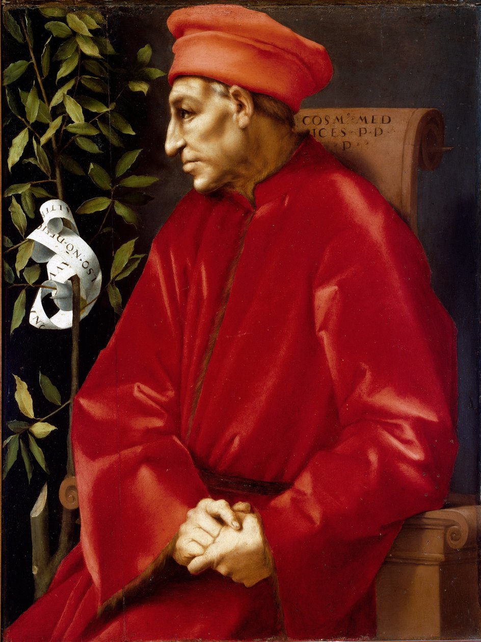 Cosimo portréja (Cosimo de Medici), dit Cosimo the Old Medici (1389-1464) Jacopo (Iacopo) festménye Carrucci dit il Pontormo (Pontormo) (1494-1556) 1518-1519 V. 86x65 cm Firenzei Galéria ) © Luisa Ricciarini / Leemage alkotó: Jacopo Pontormo