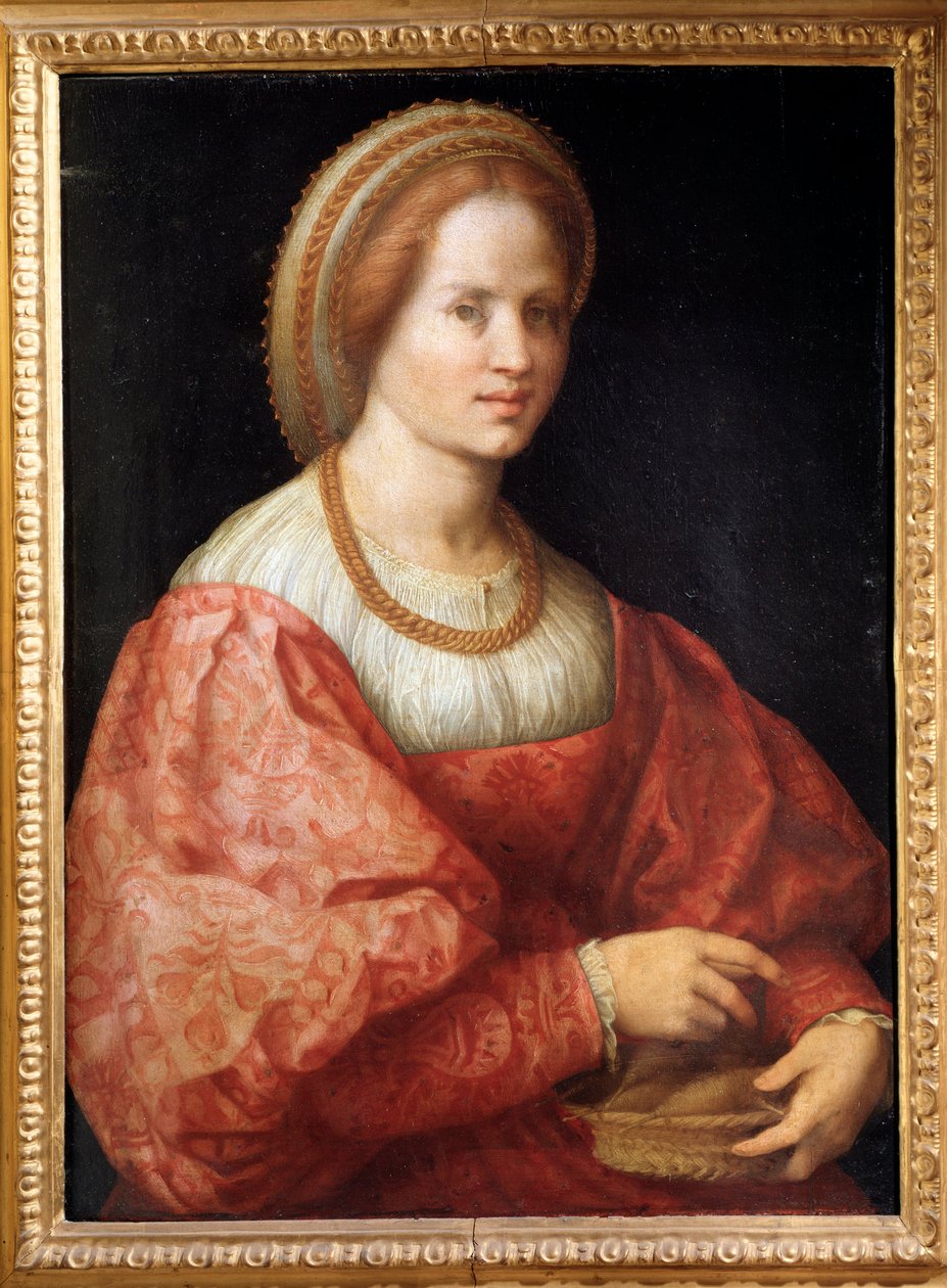 Hölgy portréja orsókosárral - olaj, panel alkotó: Jacopo Pontormo