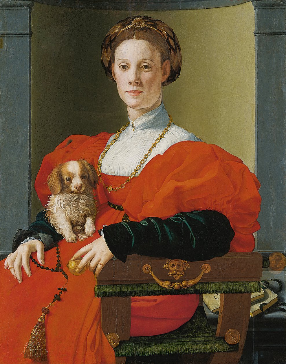 Portré egy nő egy kis kutyával alkotó: Jacopo Pontormo