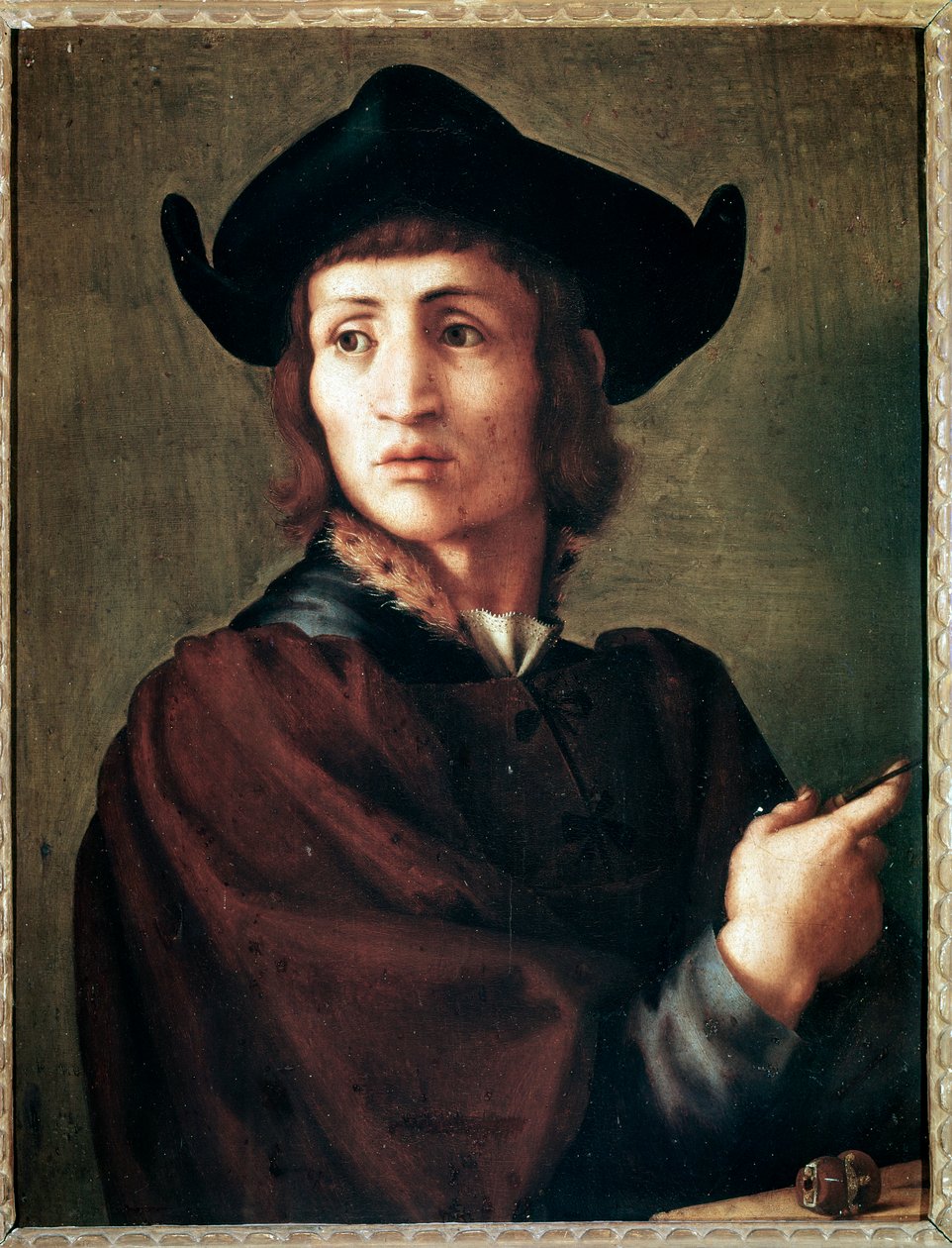 Egy ékszerész portréja - olaj, panel alkotó: Jacopo Pontormo