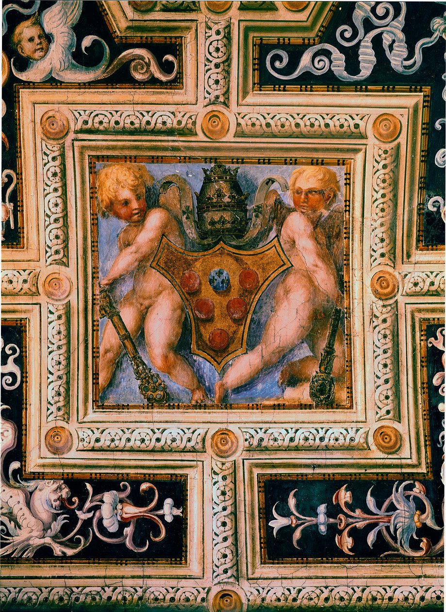 X. Leon pápa (1475-1521) putti és címere. Jacopo (Iacopo) Carrucci dit il Pontormo (Pontormo) freskója (1494-1557) alkotó: Jacopo Pontormo