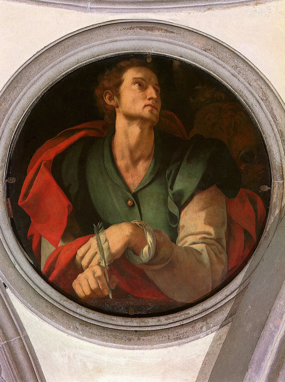 San Luca - Saint Luc - Peinture de Jacopo Carrucci dit il Pontormo (Pontorme) (1494-1556) 1527-1528 Diam 70 cm Firenze, Santa Felicita templom, Cappella Capponi ©UIG/Leemage alkotó: Jacopo Pontormo