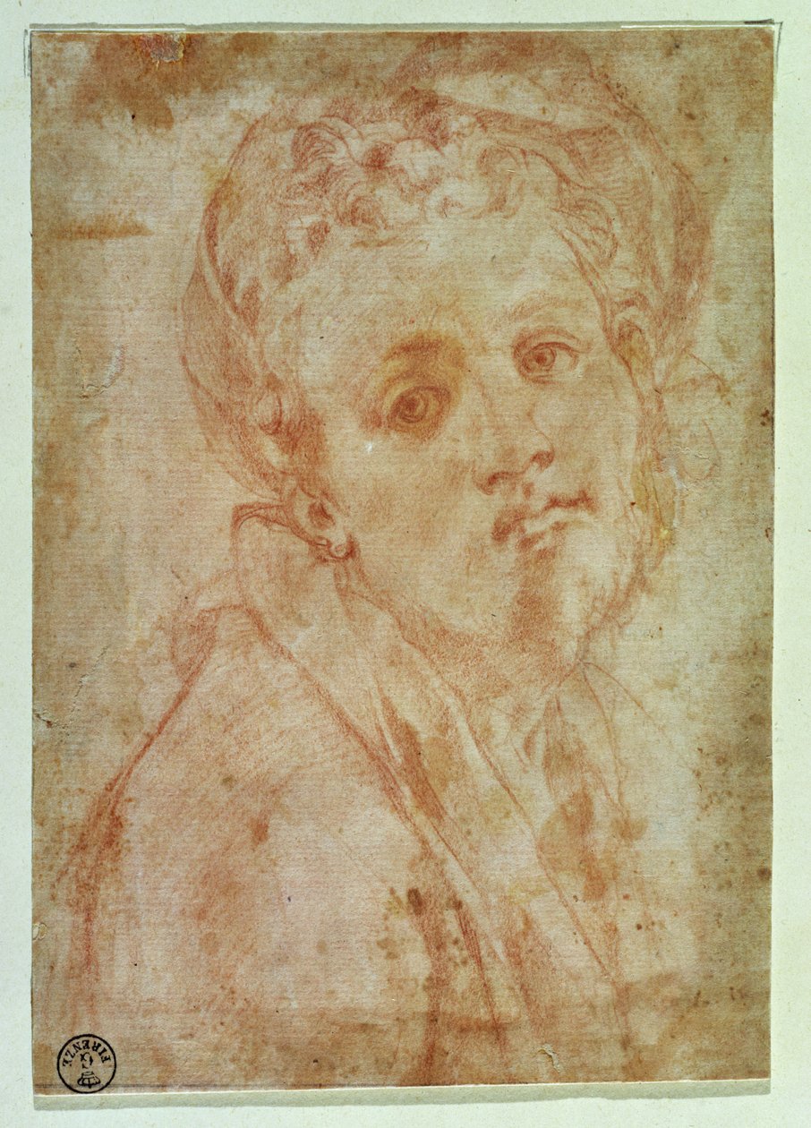 Önarckép (vörös kréta, papír) alkotó: Jacopo Pontormo