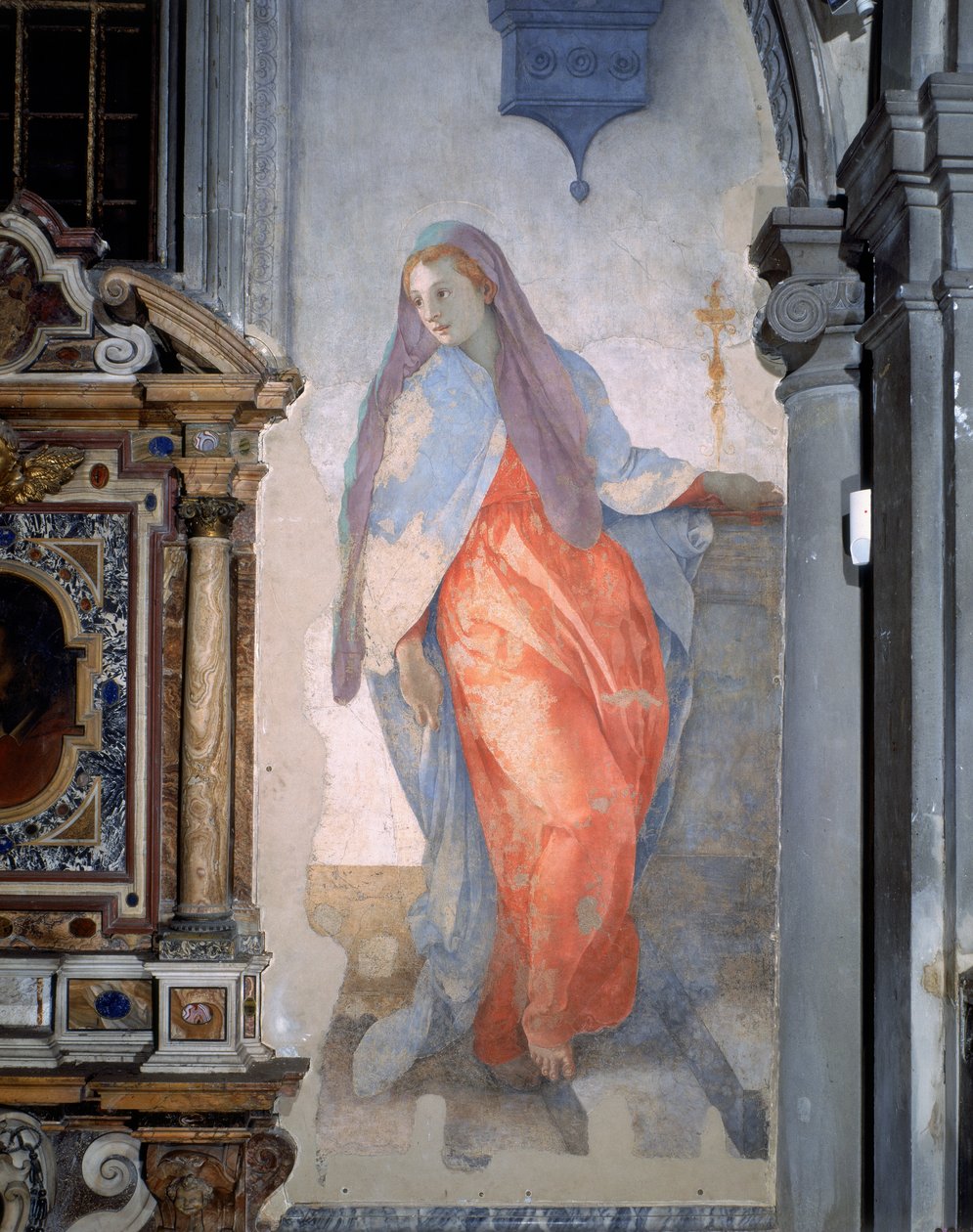 Angyali üdvözlet, a Szűz részlete, 1527 körül (freskó) alkotó: Jacopo Pontormo
