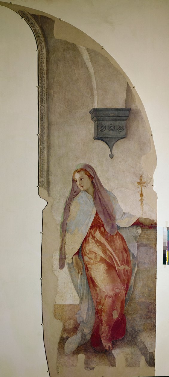 Angyali üdvözlet, a Szűz részlete (freskó alkotó: Jacopo Pontormo