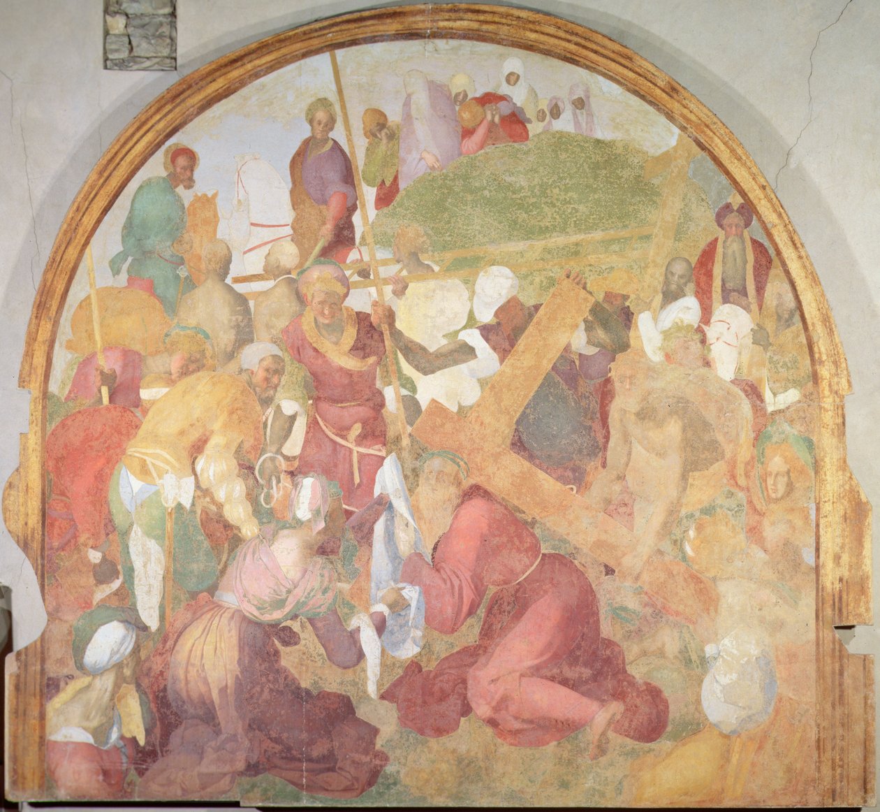 Út a kálváriához, lunette a Passió freskóciklusából alkotó: Jacopo Pontormo