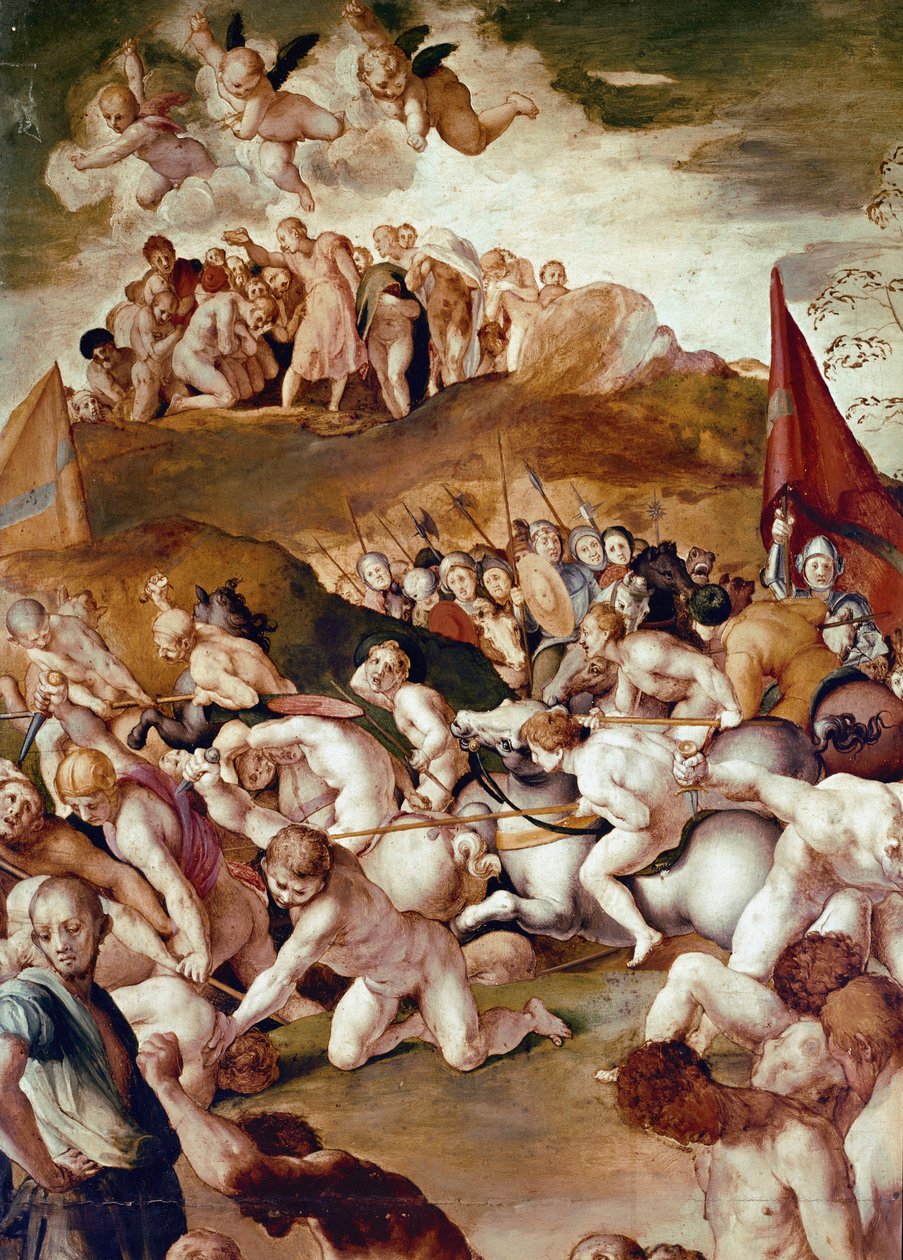 A tizenegyezer mártír, Szent Maurice vértanúságának részlete és a legendás római thébai légió (tempera fán alkotó: Jacopo Pontormo