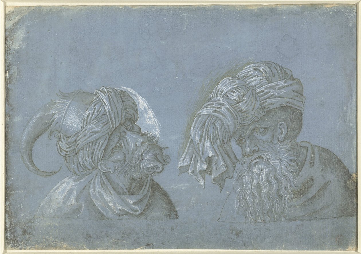 Két férfi fej, fejfedővel Férfifejek egzotikus fejfedővel (sorozat címe) alkotó: Jacopo Ripanda (attributed to)