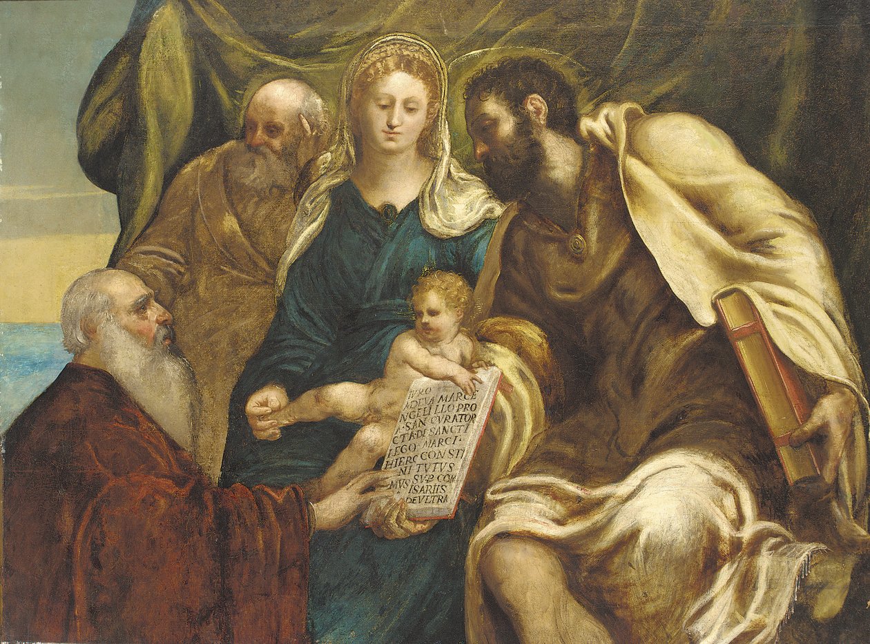 A Szent Család és a Ranieri dózse (olaj, vászon) alkotó: Jacopo Robusti (studio of) (attr. to) Tintoretto