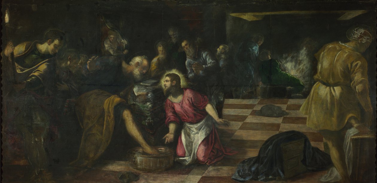 Krisztus, aki megmosta a tanítványok lábát, kb. 1575 alkotó: Jacopo Robusti Tintoretto
