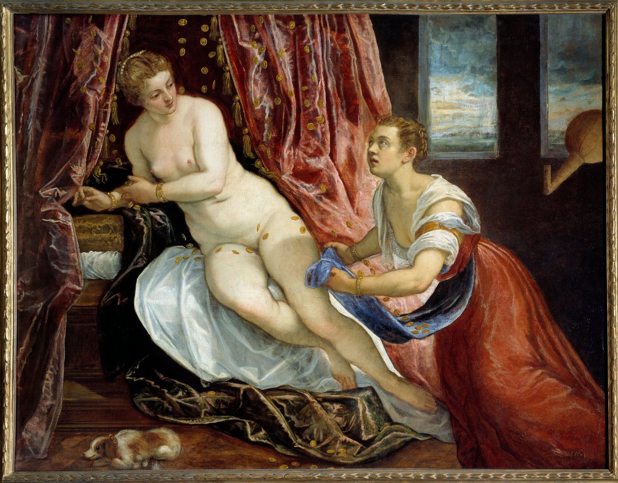 Danae Zeusz, változz aranydarabokká, hogy elcsábítsd Danát. Jacopo Robusti festménye dit Le Tintoret (Tintoretto) (1518-1594) V. 1,42x1,82 m Lyon, Muse des Beaux Arts alkotó: Jacopo Robusti Tintoretto