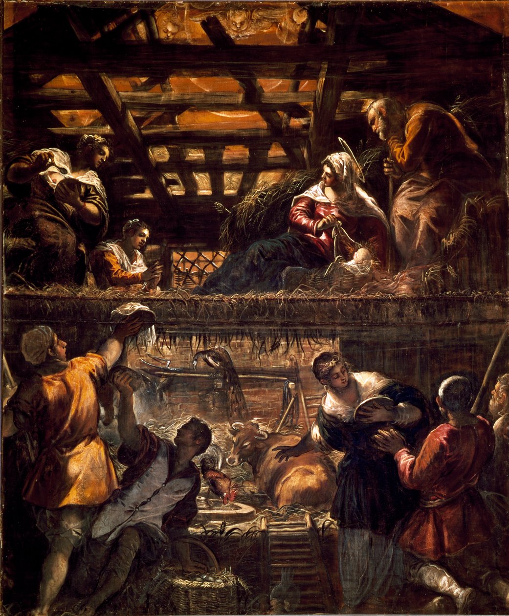 Festmények a Scuola di San Rocco nagytermébe (falak): Pásztorimádás alkotó: Jacopo Robusti Tintoretto