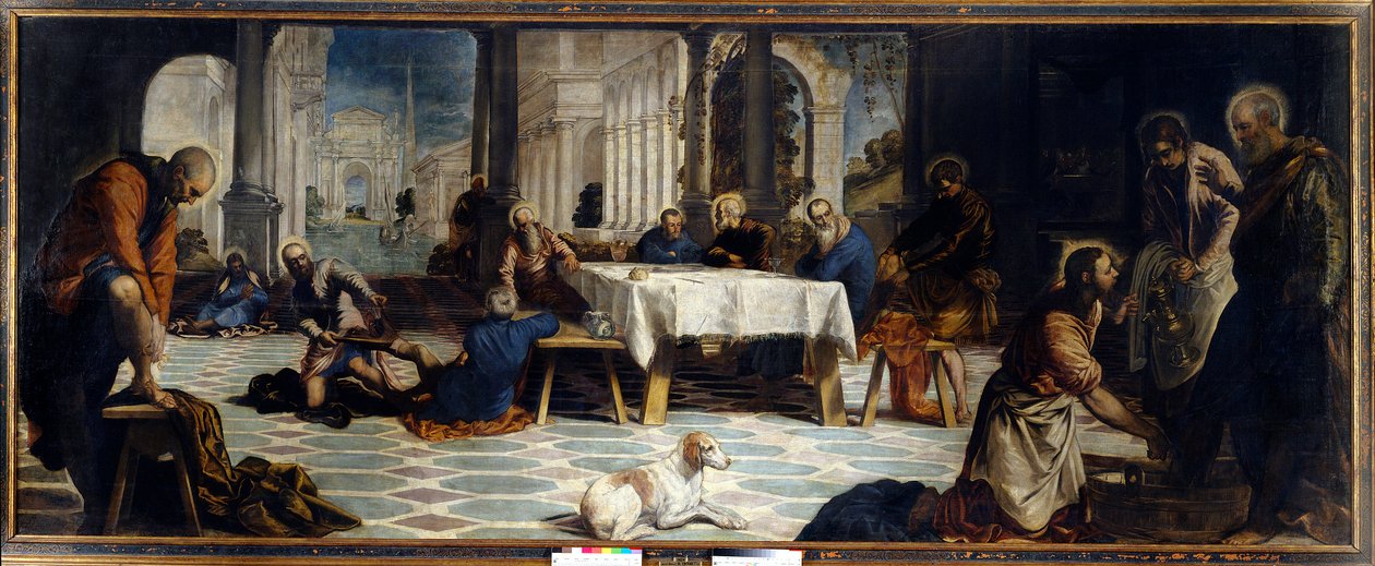 Jézus Krisztus megmosta tanítványai lábát. Jacopo Robusti festménye detto Il Tintoretto (A Tintoret alkotó: Jacopo Robusti Tintoretto