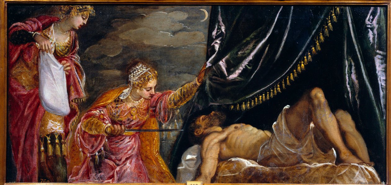 Judith és Holofernes Jacopo Robusti festménye: A Tintoret (Il Tintoretto) (1518-1594) 16. századi nap. 0,58x1,19 m Madrid, Musee du Prado alkotó: Jacopo Robusti Tintoretto