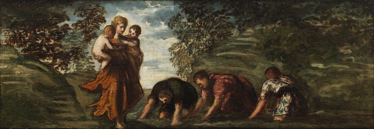 Latona a líciai parasztokat békává változtatta, 1545-48 körül alkotó: Jacopo Robusti Tintoretto
