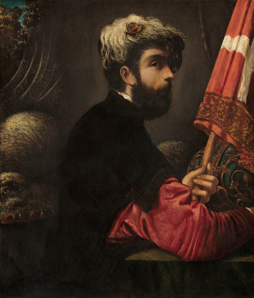 Egy férfi portréja, mint Szent György, 1540-50 alkotó: Jacopo Robusti Tintoretto