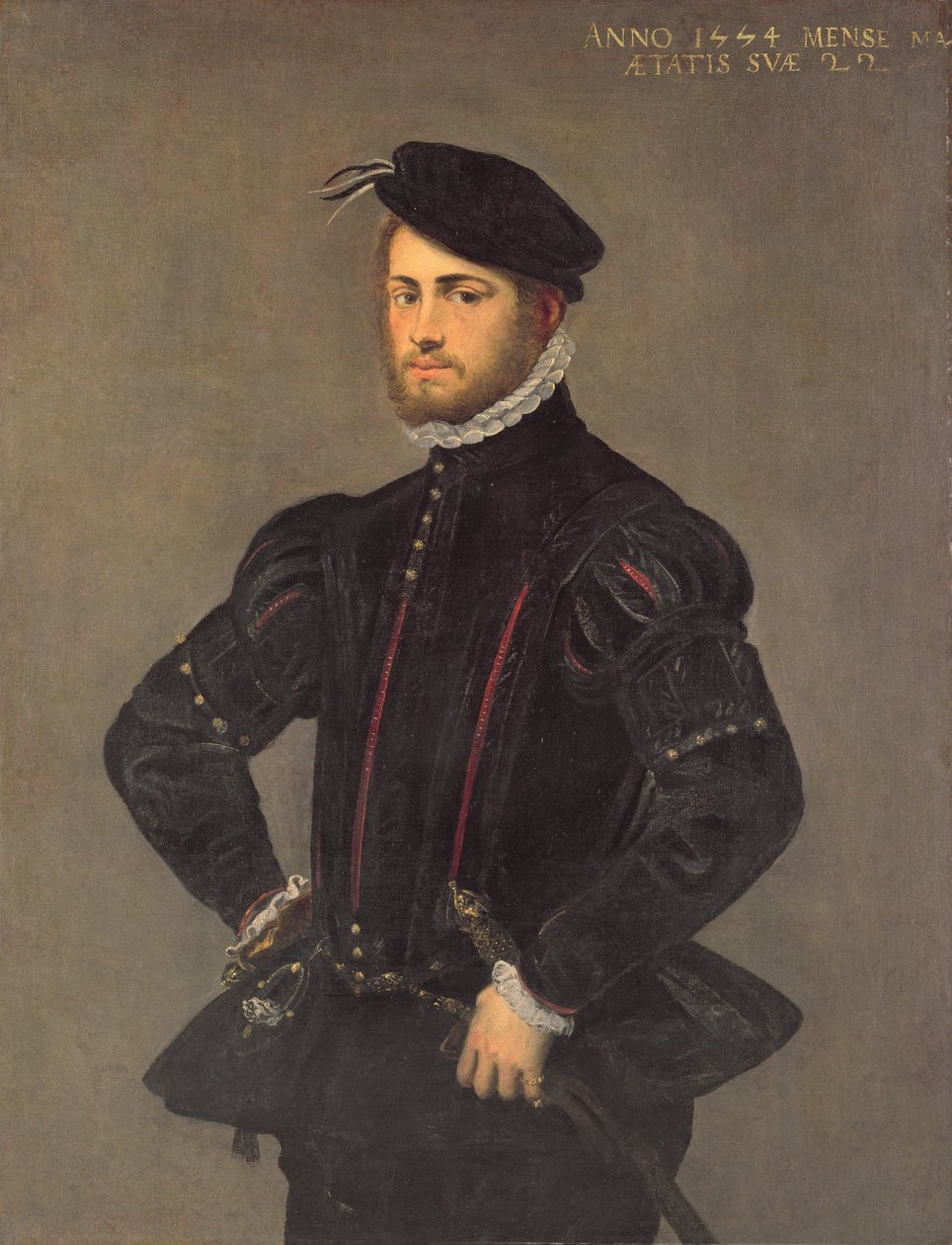 Egy fiatal férfi portréja, 22 éves, 1554 alkotó: Jacopo Robusti Tintoretto