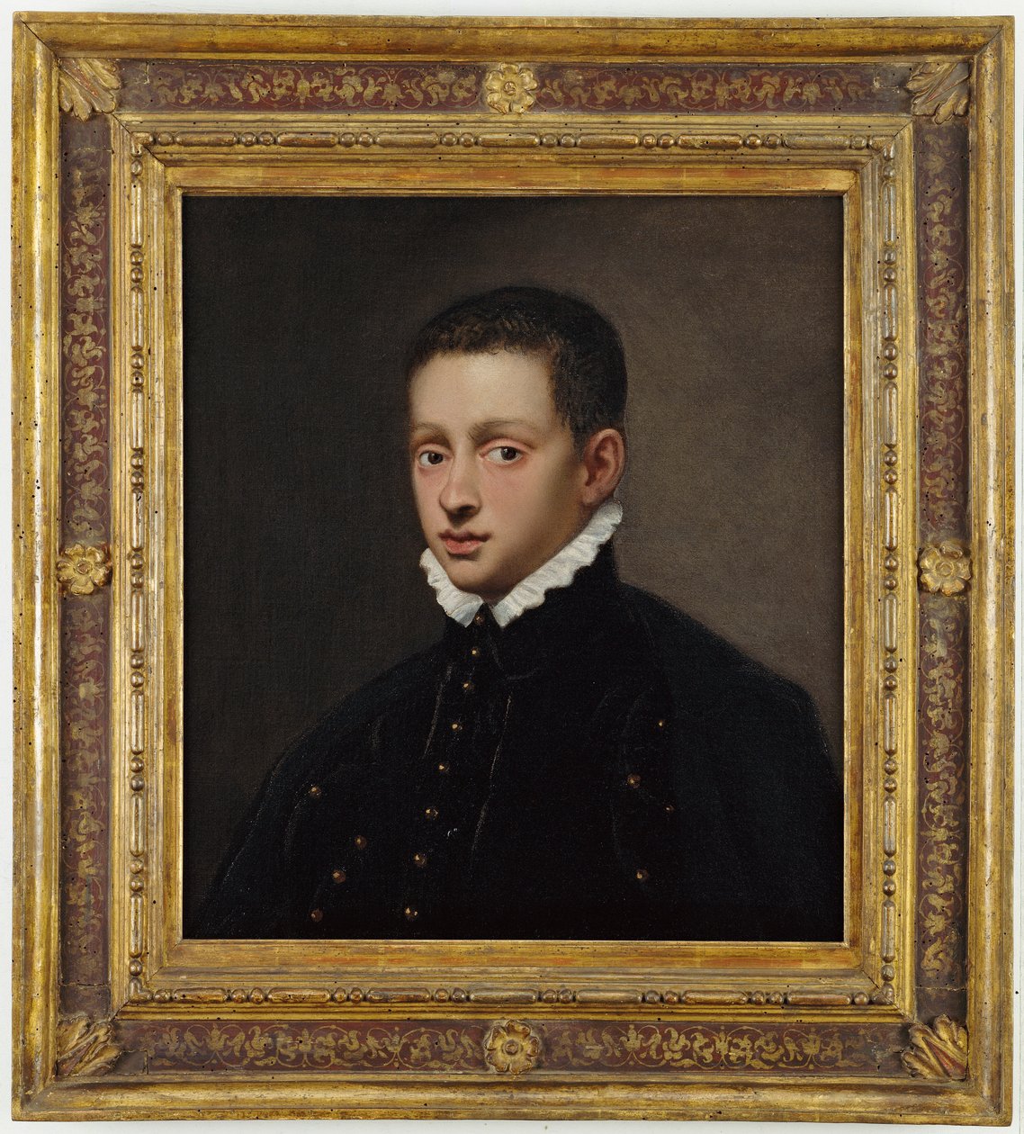 Fiú portréja, mellig érő, fekete dupla, fehér gallérral alkotó: Jacopo Robusti Tintoretto