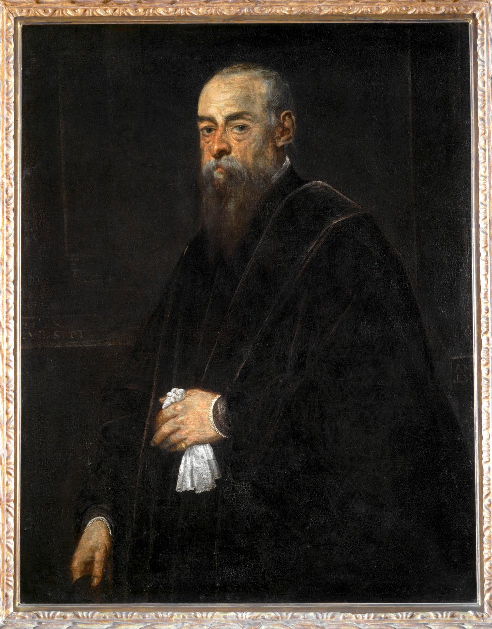 Zsebkendőt tartó idős férfi portréja ... alkotó: Jacopo Robusti Tintoretto