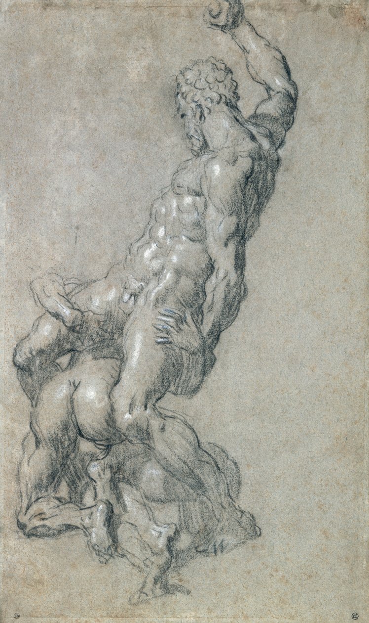 Sámson megöli a filiszteusokat (faszén papíron) alkotó: Jacopo Robusti Tintoretto