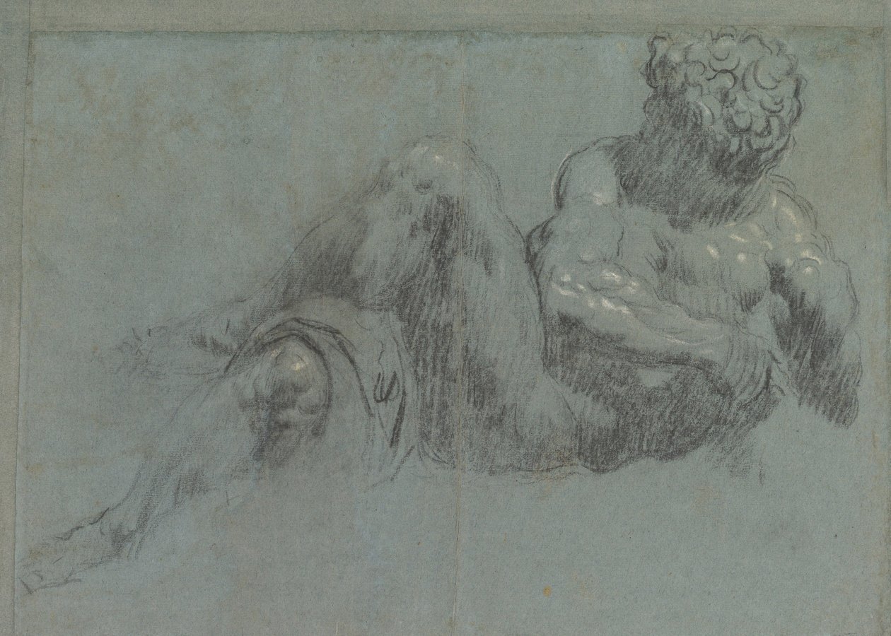 Tanulmány Michelangelos Giorno után, 1550-55 körül (kréta papíron) alkotó: Jacopo Robusti Tintoretto
