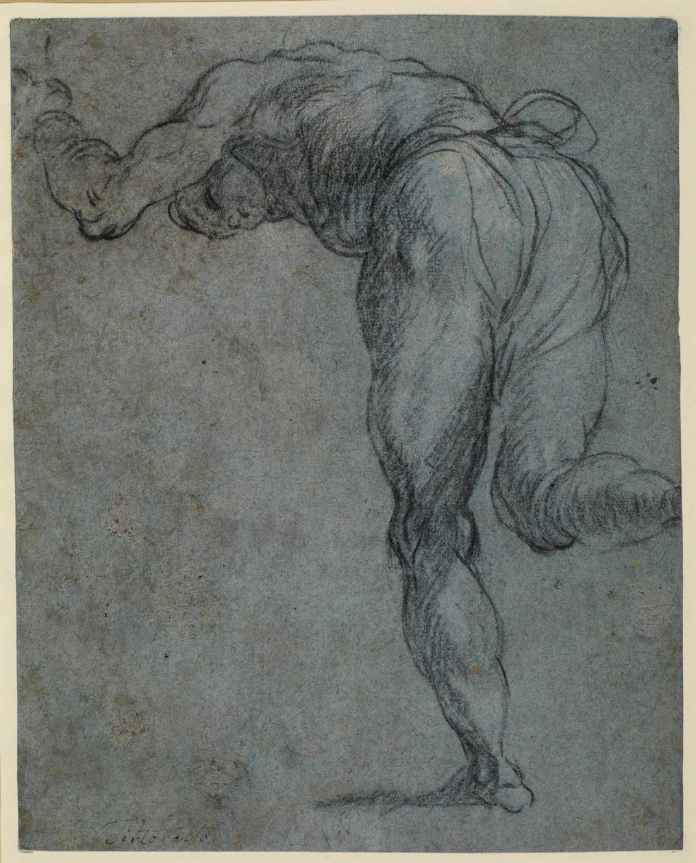 Egy előrehajló férfialak tanulmányozása, 1575-1585 körül alkotó: Jacopo Robusti Tintoretto