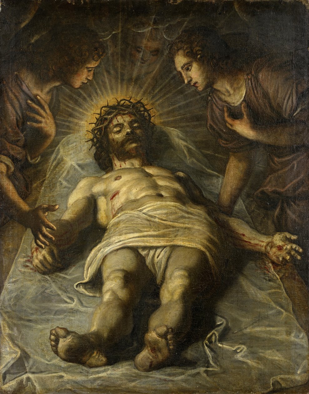 A halott Krisztus két angyallal alkotó: Jacopo Robusti Tintoretto