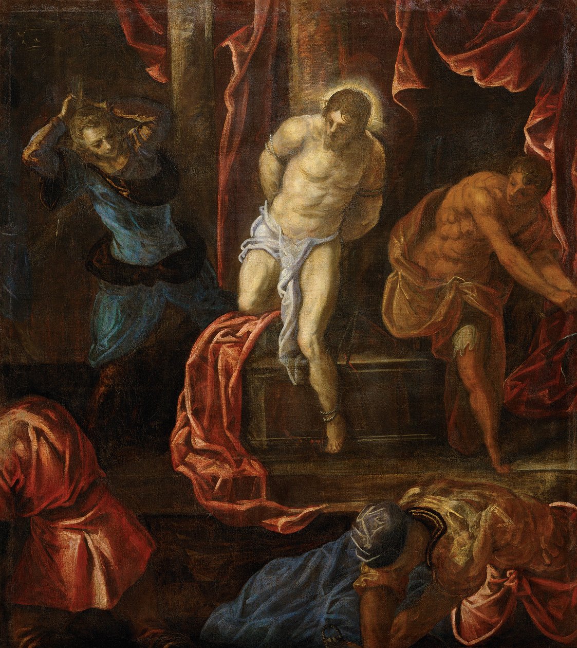 Krisztus korbácsolása, kb. 1585-1590. alkotó: Jacopo Robusti Tintoretto