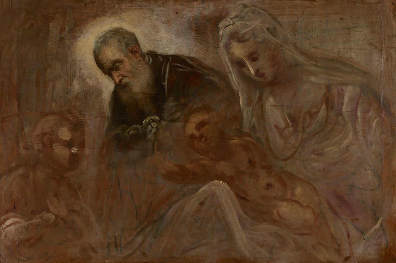 A Szent Család az ifjú Keresztelő Szent Jánossal, 1547 alkotó: Jacopo Robusti Tintoretto