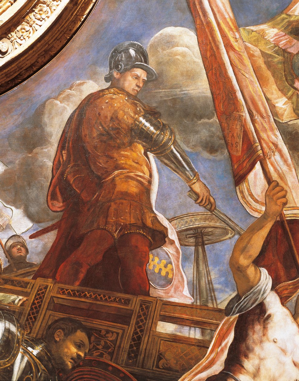 A velenceiek az aragonészekkel harcolnak Gallipoliban, Jacopo Robusti, Tintoretto (1518-1594), Detail, Sala del Maggior Consiglio (Nagy Tanács terem), Palazzo Ducale, Velence alkotó: Jacopo Robusti Tintoretto
