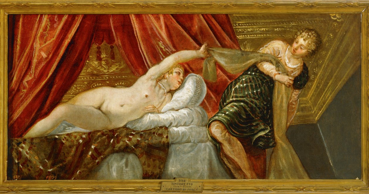 József tisztasága - József és Potifár felesége ... (festmény, vászon) alkotó: Jacopo Robusti Tintoretto