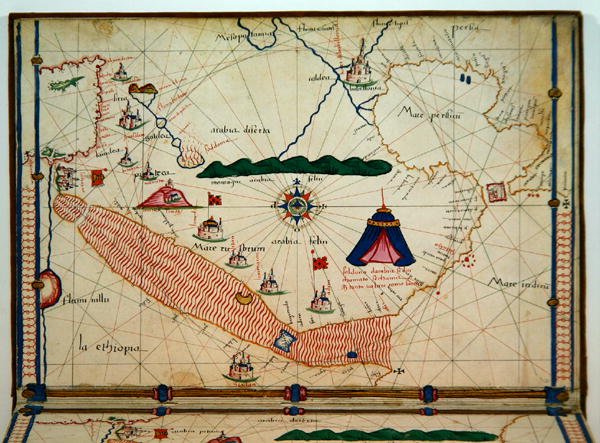Ms Ital 550.0.3.15 fol.5v Vörös-tenger térkép, a Carte Geografiche-ből alkotó: Jacopo Russo